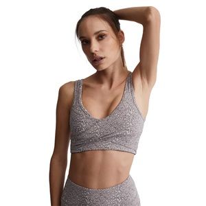 Varley NWT Let's Move Kellam V Neck Crossover Sports Bra Lavender Animal Print